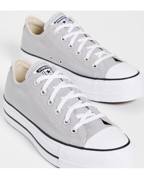 Converse Light Gray Low Top Platform Sneakers NWOT